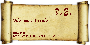Vámos Ernő névjegykártya